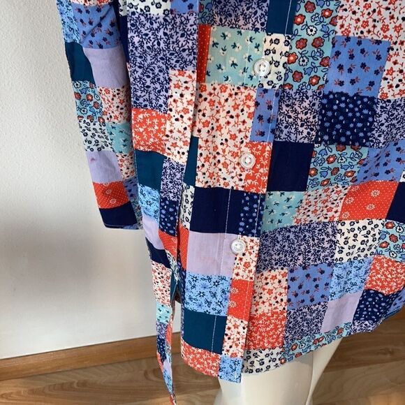 Land’s End Plus Size Dress patchwork long sleeve button down belted pockets LP - Picture 8 of 14